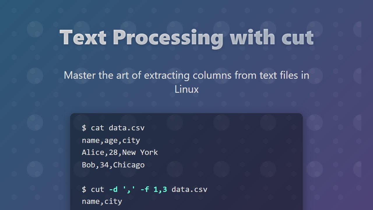 Linux Text Processing: Master the 'cut' Command for Data Extraction
