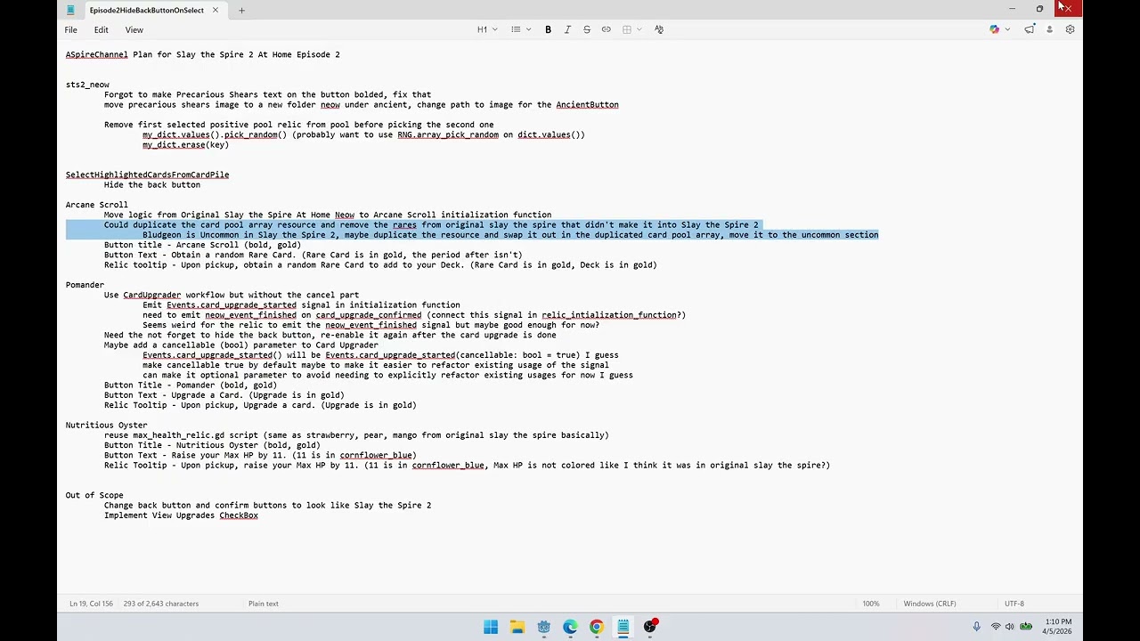 Slay the Spire 2 At Home #2: Arcane Scroll, Pomander, Nutritious Oyster (Partial Recording)
