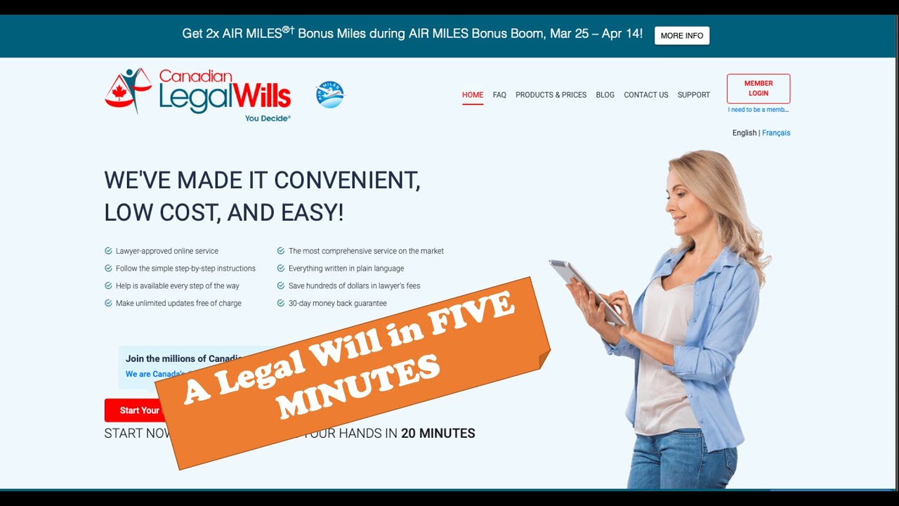 Writing a Will with the LegalWills.ca service - five minute walkthrough