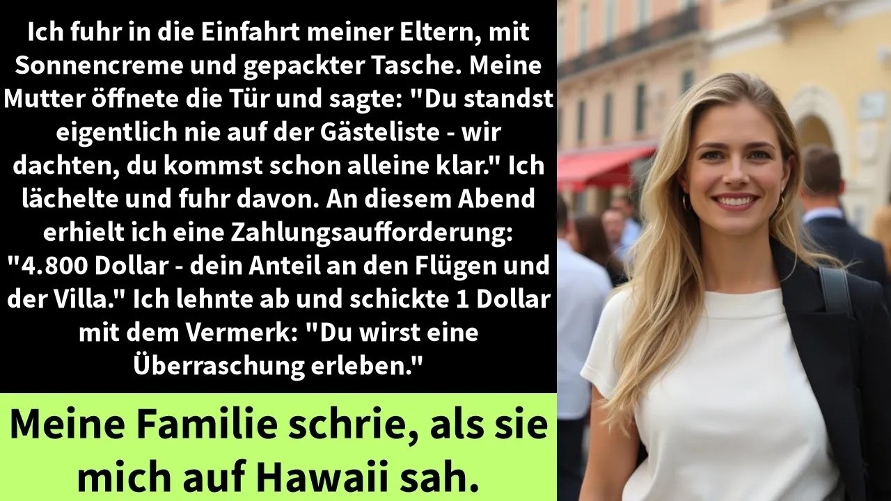 Ich fuhr in die Einfahrt meiner Eltern, mit Sonnencreme und gepackter Tasche