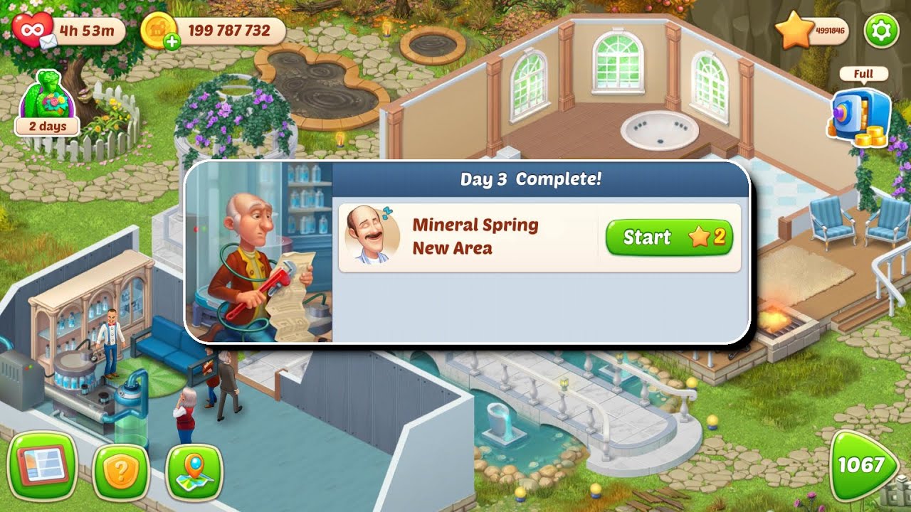 New Area - Mineral Spring Day 3 - Homescapes Mountain Estate (#15) - Android Gameplay
