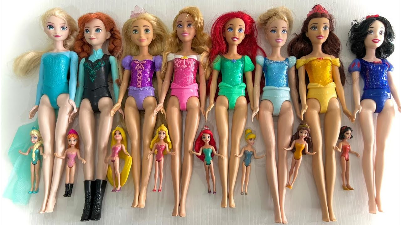 Looking For Disney Princess,  Mix Rainbow Dress! 9 MYSTERY SURPRISES Dolls Satisfying Video ASMR   K