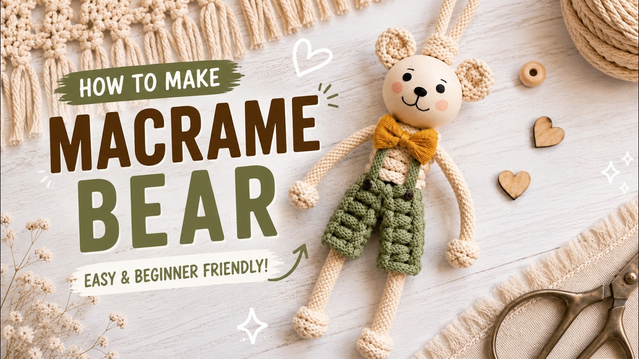 🧸 MACRAME BEAR PENDANT 🧸 | Easy DIY Tutorial – Make It in Just 7 Minutes!