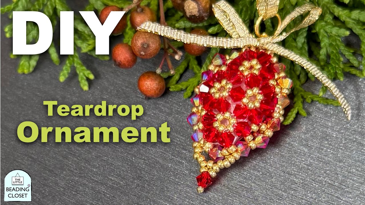 DIY Beaded Teardrop Christmas Ornament