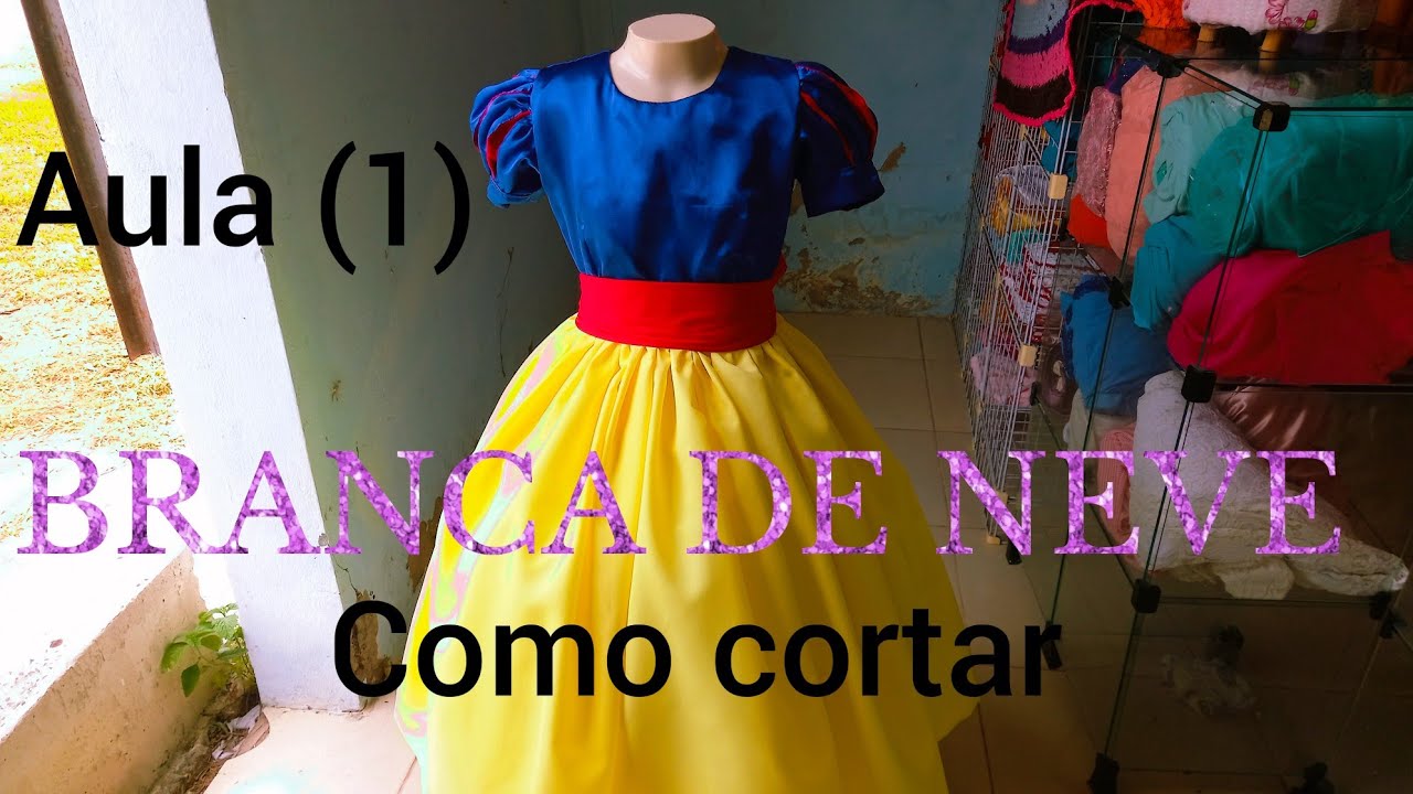 FANTASIA DE BRANCA DE NEVE, aula (1)como cortar #brancadeneve #comofazer