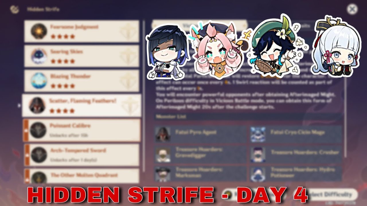Hidden Strife Day 4 | Scatter, flaming feathers (Dire Straits) | Genshin Impact | C0 Ayaka freeze