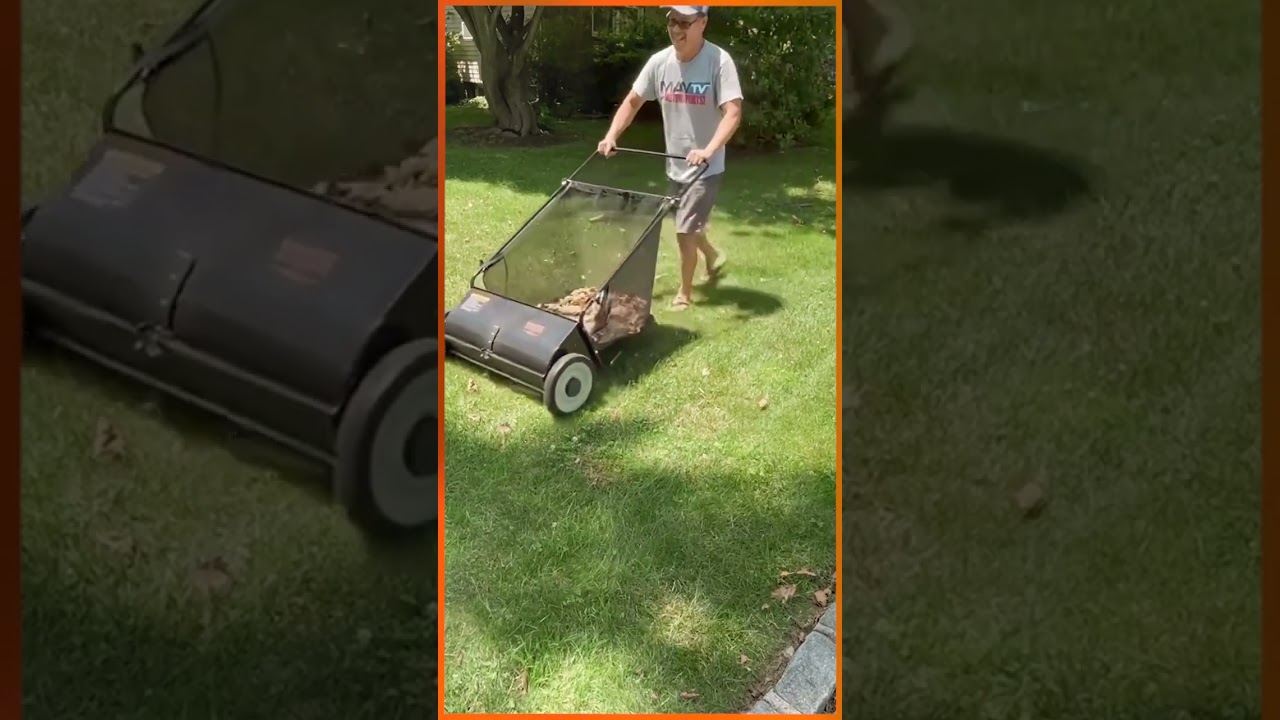 VEVOR Push Lawn Sweeper | 26 Inch Leaf & Grass Collector