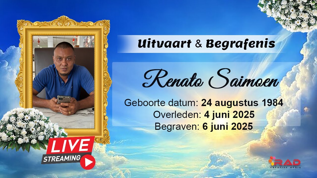 Live Stream: Uitvaart & Begrafenis van Renato Saimoen