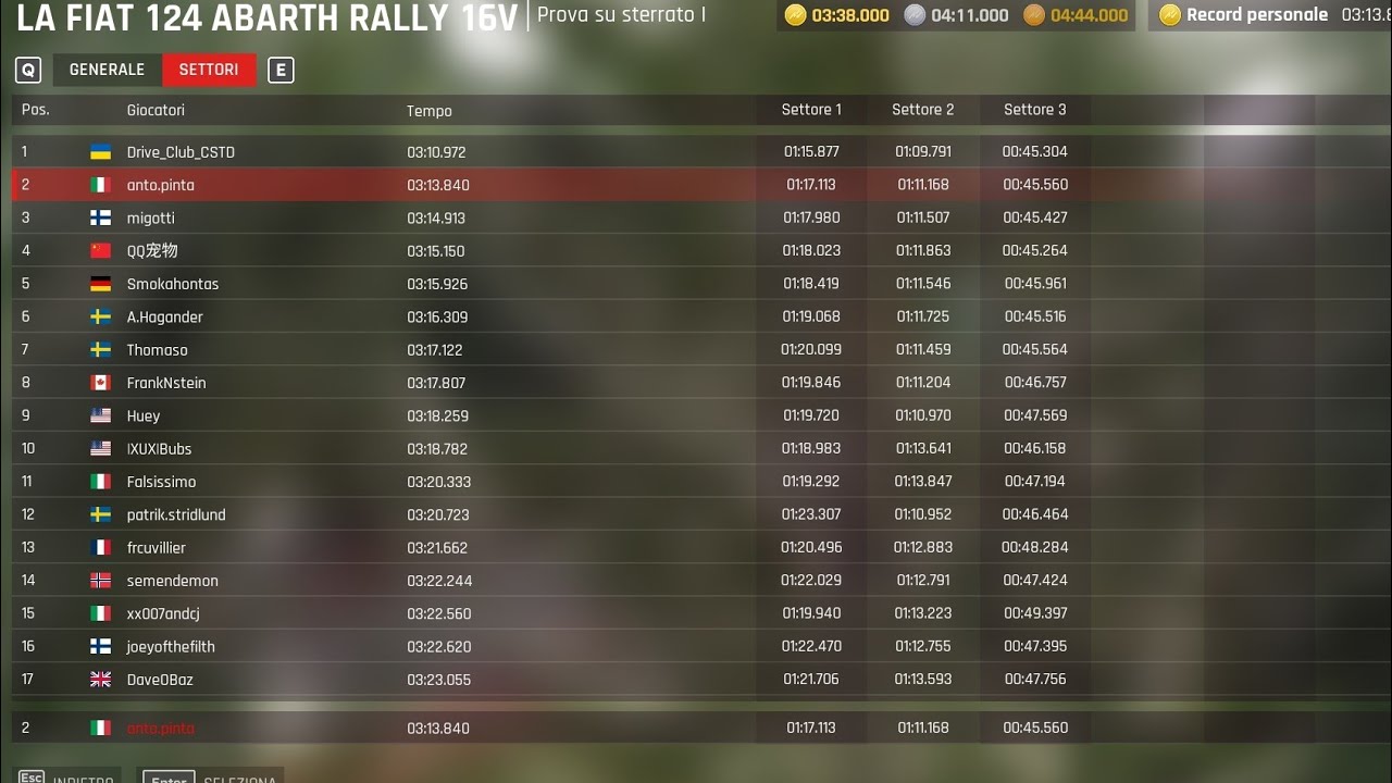 Assetto Corsa Rally - Fiat 124 Abarth Rally 16V - seconda Sfida, sterrato - 03:13.840 P:2