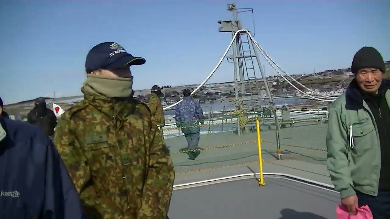 海上自衛隊輸送艦「くにさき」艦の中の映像、2026年2月12日　根室花咲入港