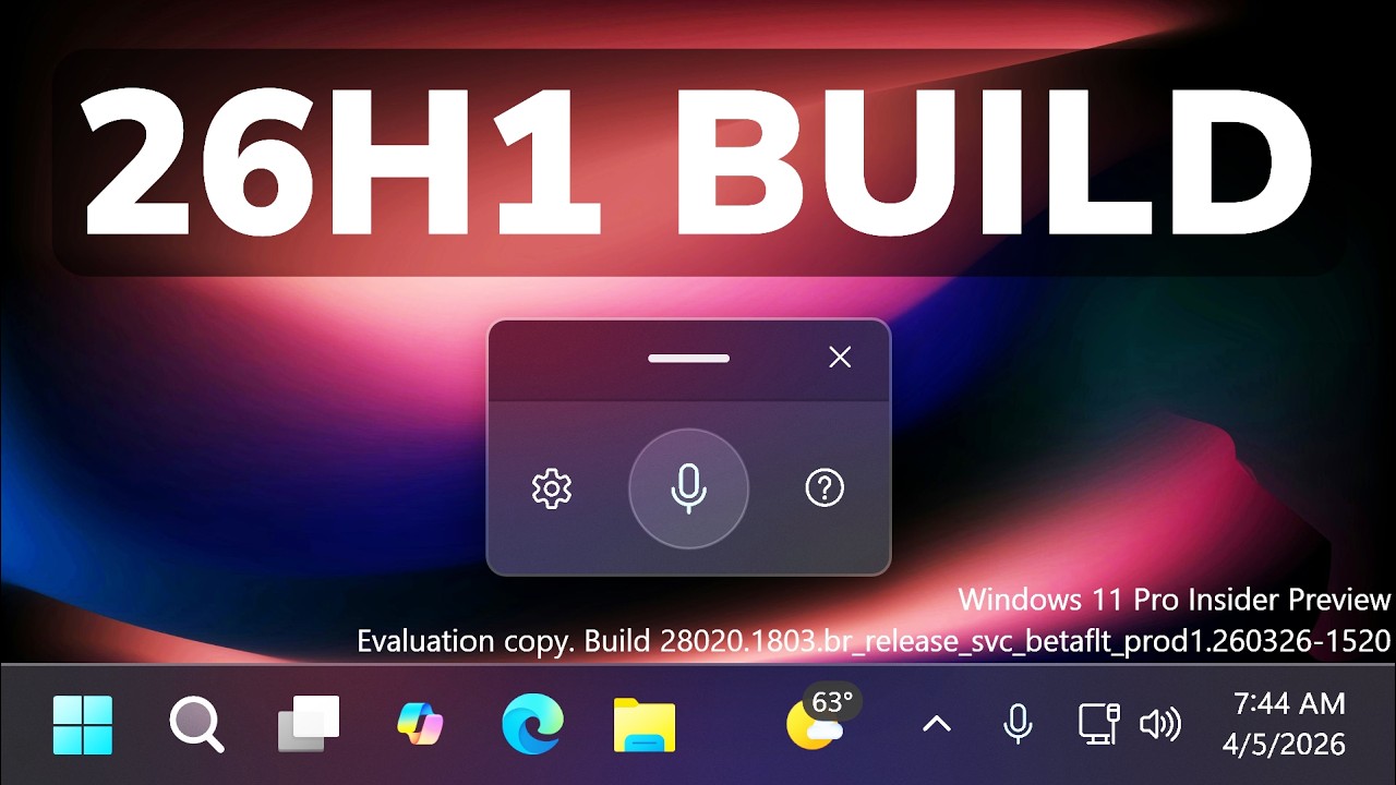 Новая сборка Windows 11 26H1 &mdash; новый диалог настроек, голосовой ввод и исправления в режиме Canar...