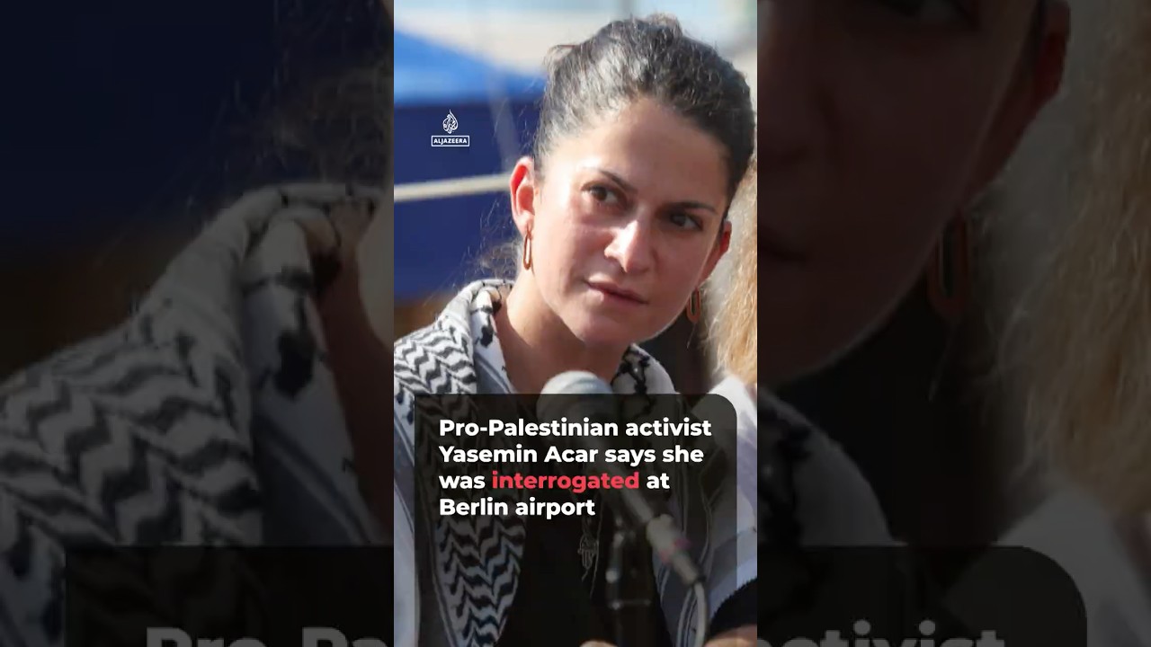 Pro-Palestinian activist records questioning by German border police | AJ #shorts