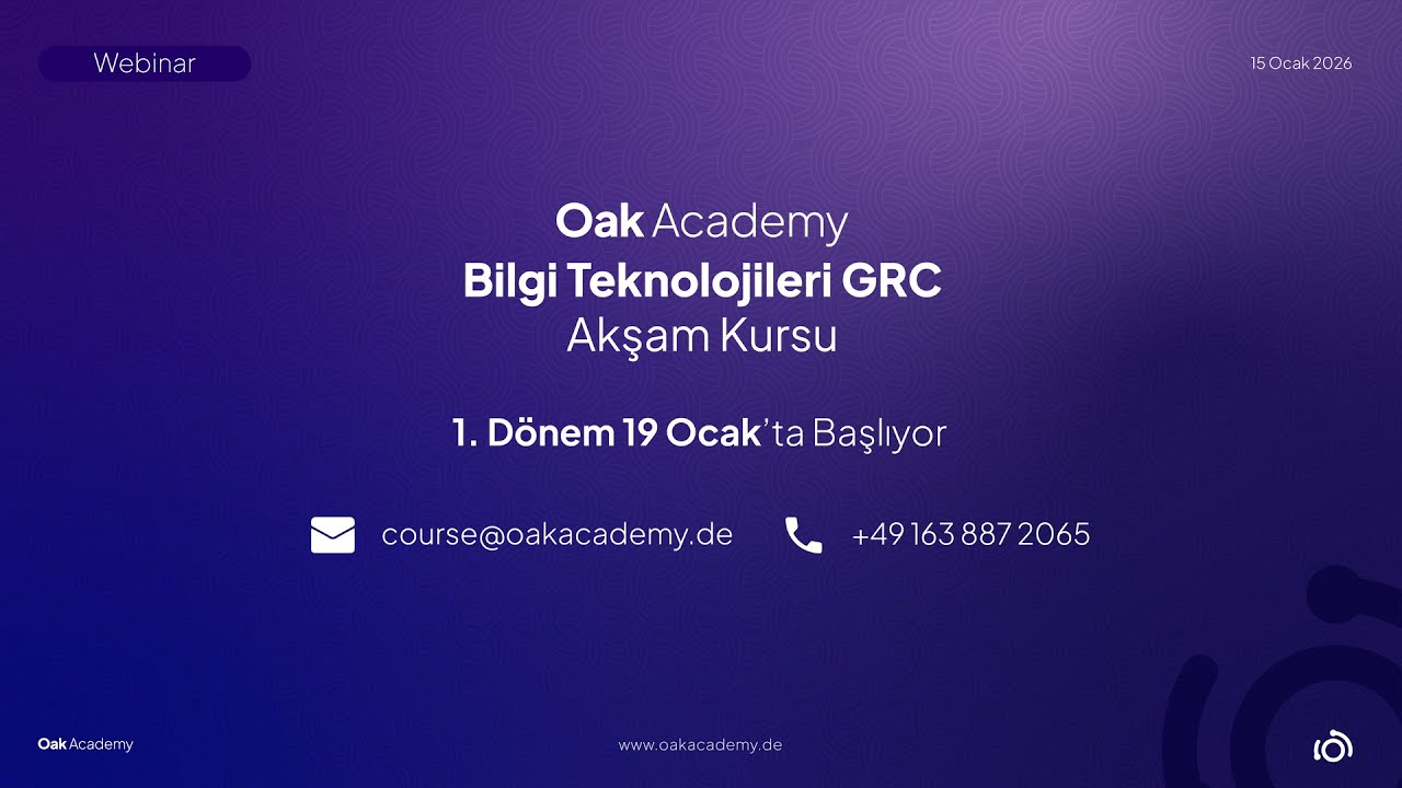 Bilgi Teknolojileri GRC Kariyer Edindirme Akşam Kursu | 15 Ocak 2026