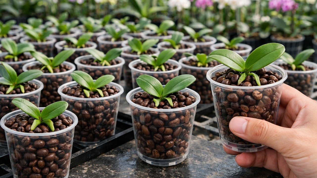 Cultivating orchids with coffee plants causes the orchids to sprout roots and grow rapidly.