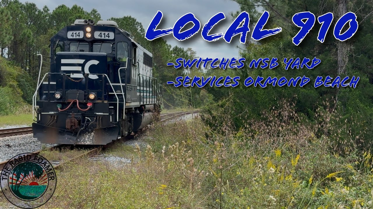 Florida East Coast Railway: Local 910 Switches NSB Yard & Services Ormond Beach   4K