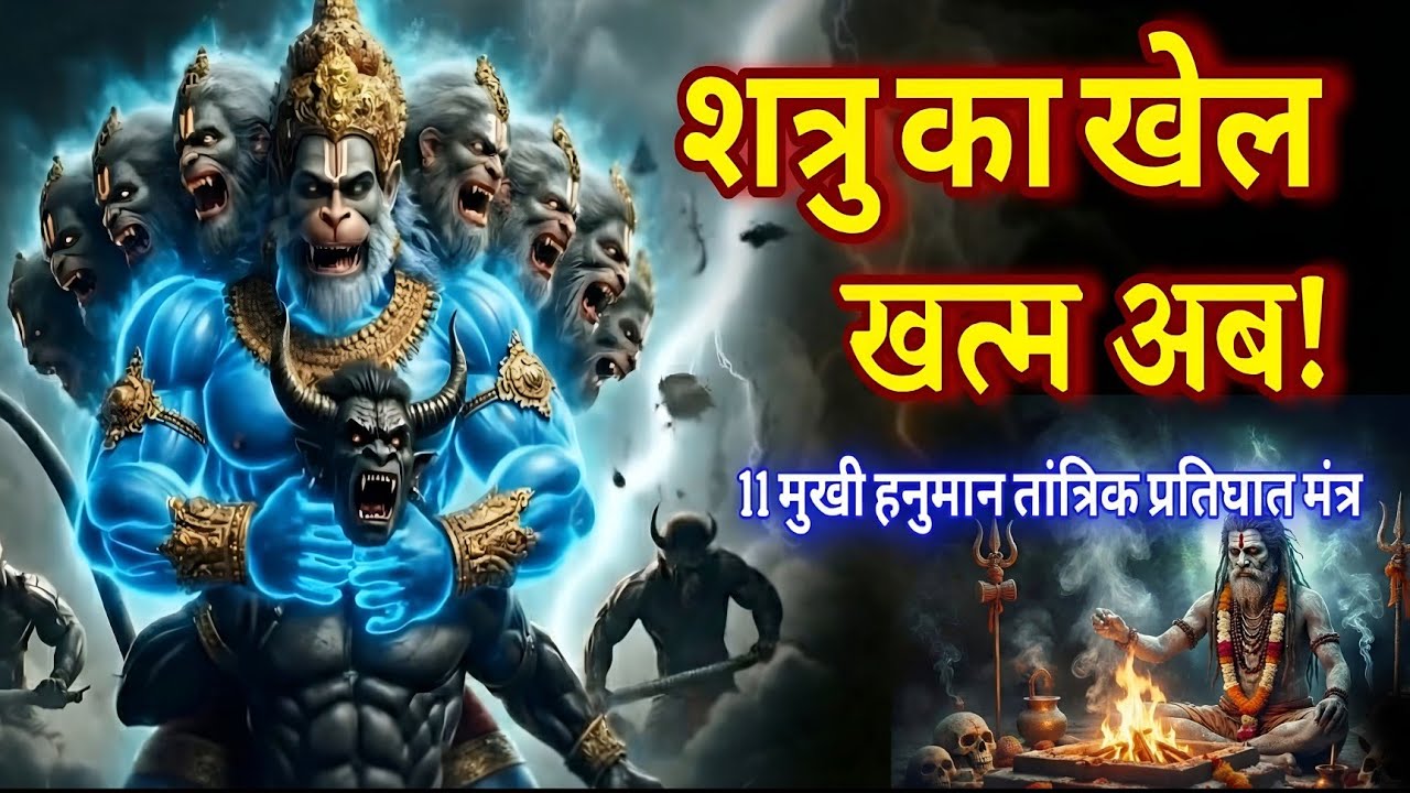 “11 मुखी हनुमान तांत्रिक प्रतिघात मंत्र 🔥 शत्रु का तंत्र आज उल्टा उसी पर गिरेगा | hanuman mantra”