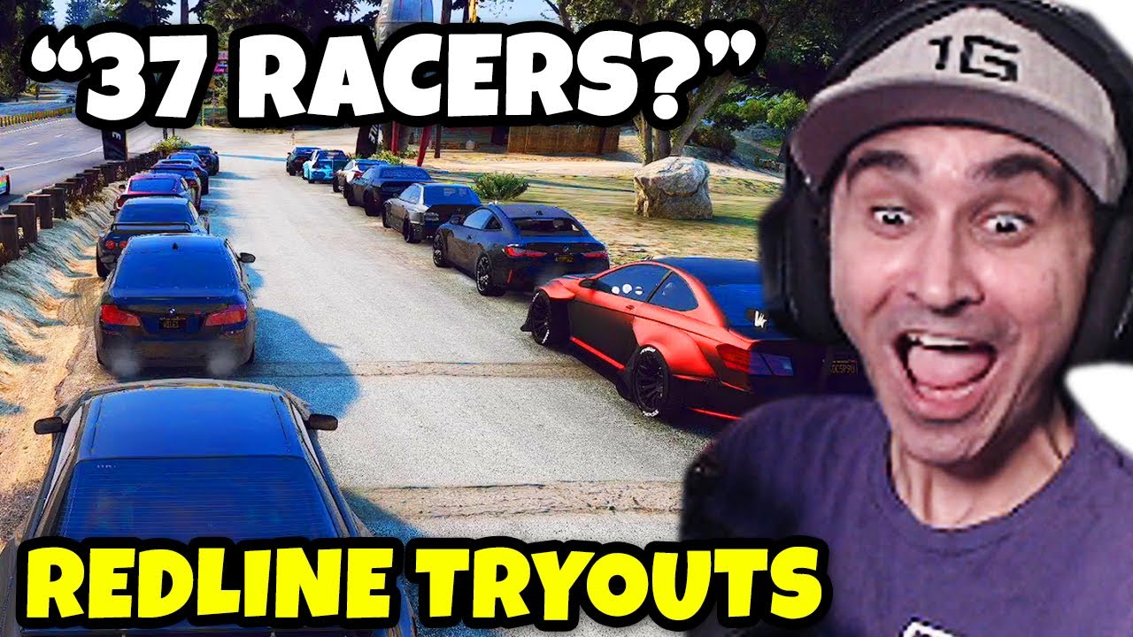 Summit1g CRAZY 37 PLAYER RACE For REDLINE TRYOUTS Warmup Round! | GTA 5 NoPixel RP