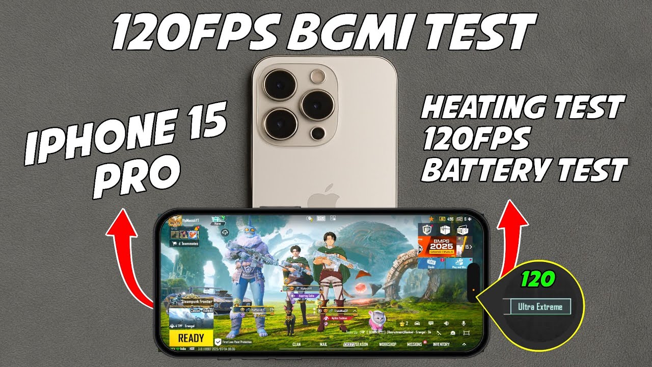 🔥 iPhone 15 Pro Bgmi Test | iPhone 15 Pro Bgmi 120Fps Test & Heating Battery Drain Test 🔥