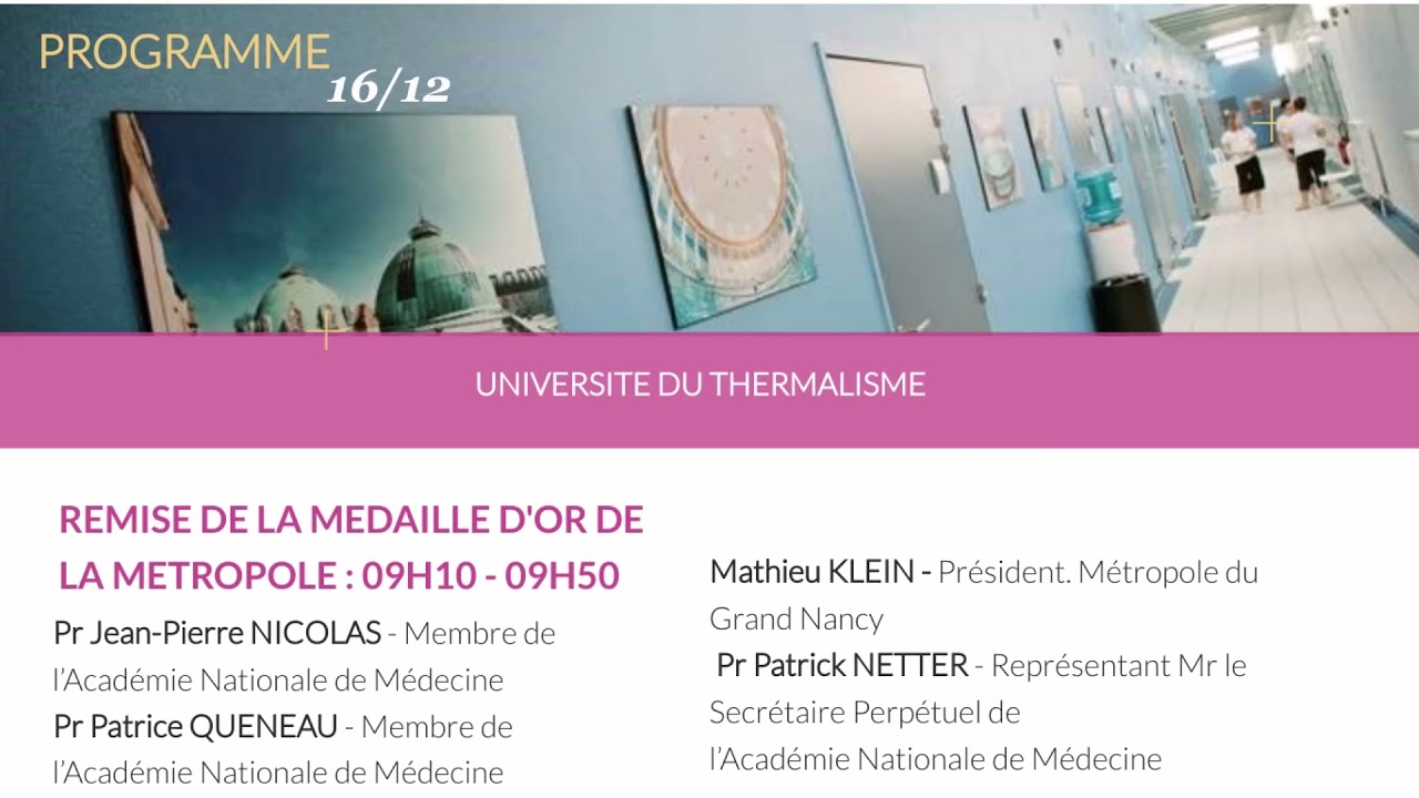 7&egrave;me UNIVERSITE DU THERMALISME - PROGRAMME