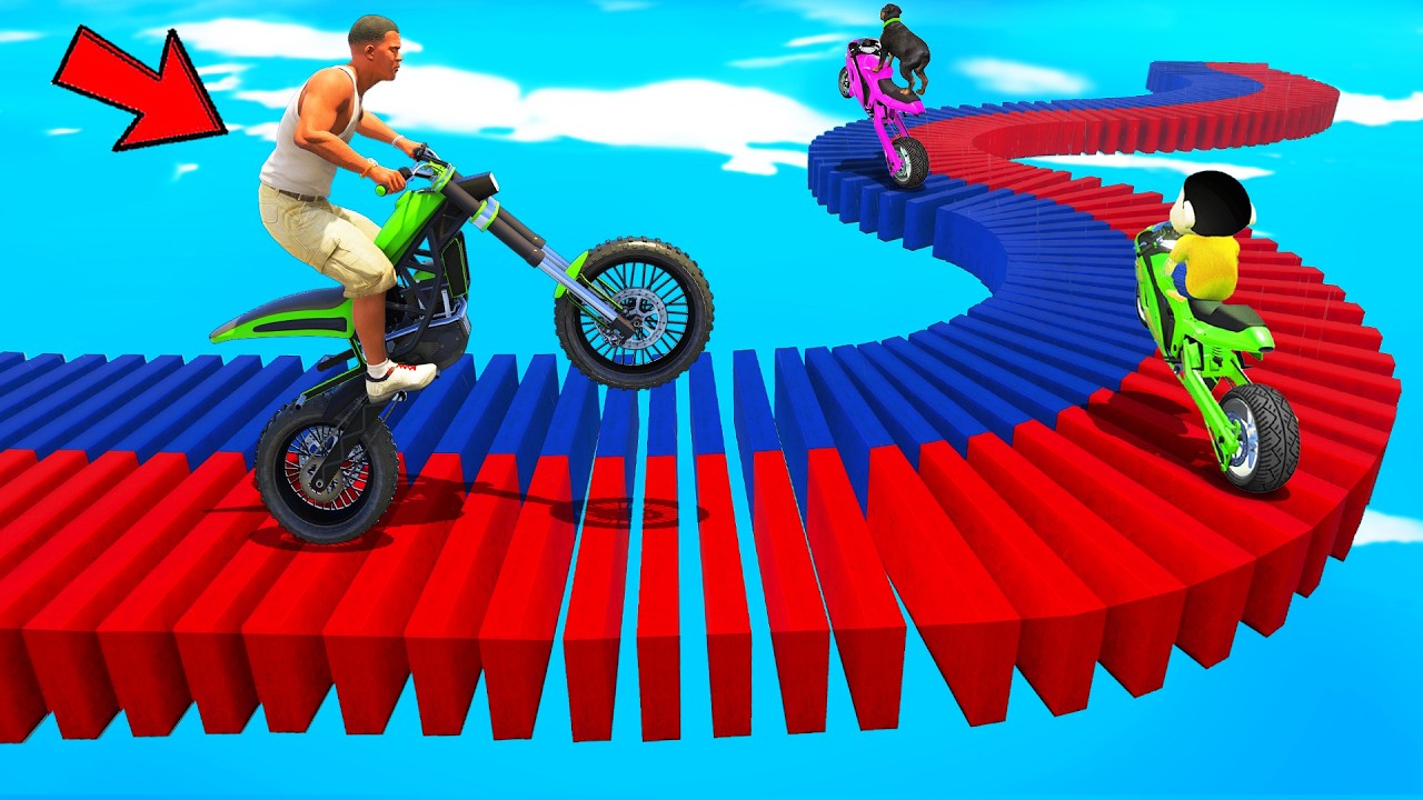 SHINCHAN AND FRANKLIN TRIED THE IMPOSSIBLE CURVY DOMINO STEPS PARKOUR CHALLENGE GTA 5