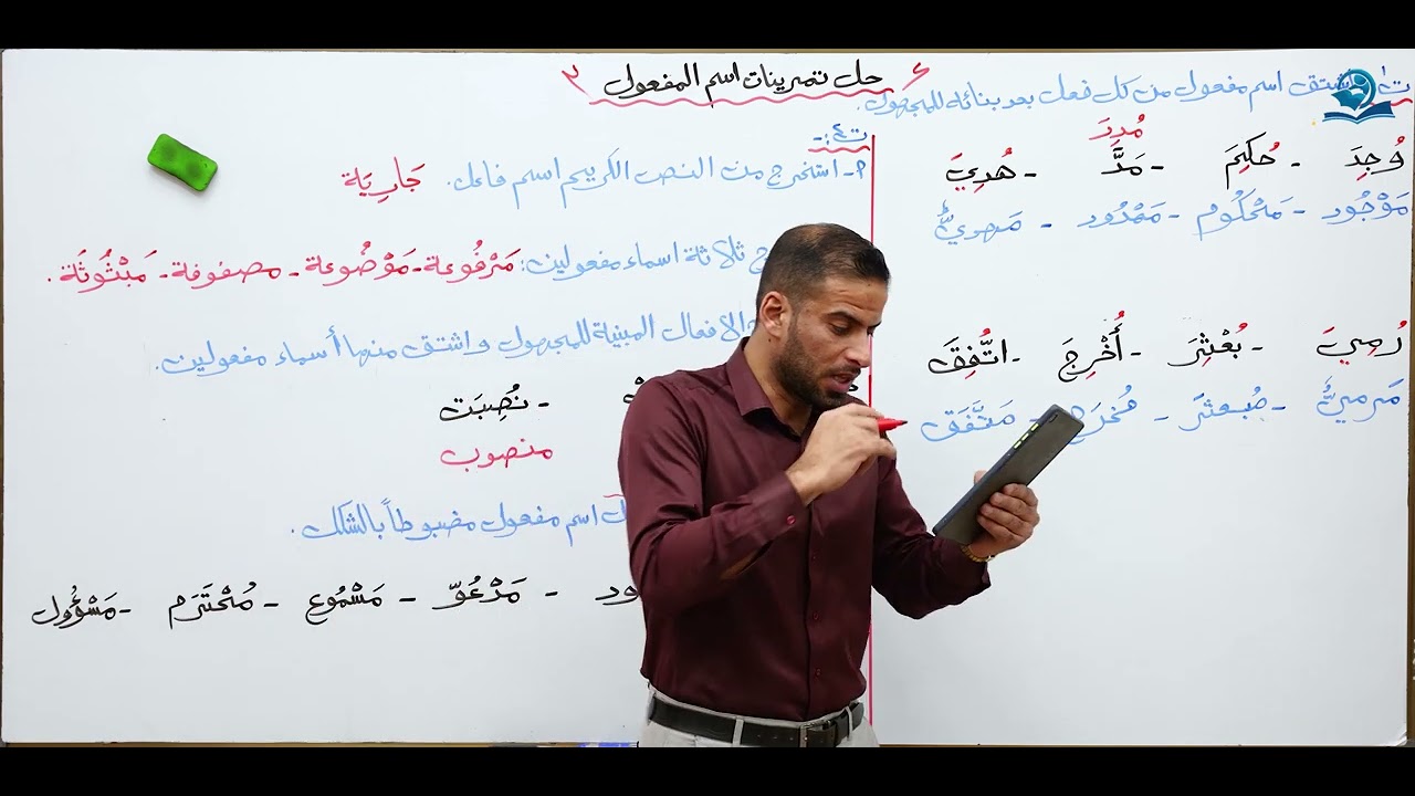 مادة اللغة العربية للصف الثالث المتوسط : حل تمرينات اسم المفعول
