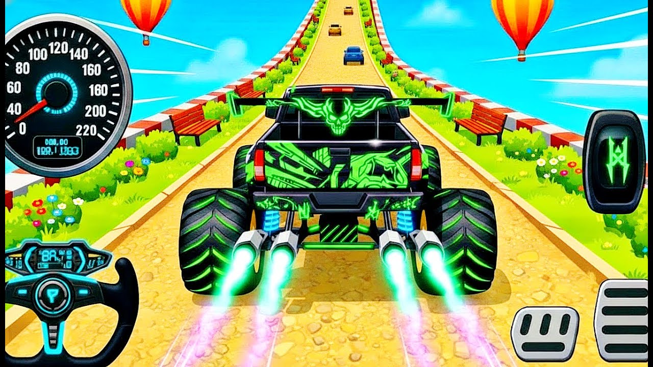 Mega Ramp Monster Car Racing 3D - Extreme Car Stunts -Android Gamepla #MegaRamp #3DGames #CarRacing