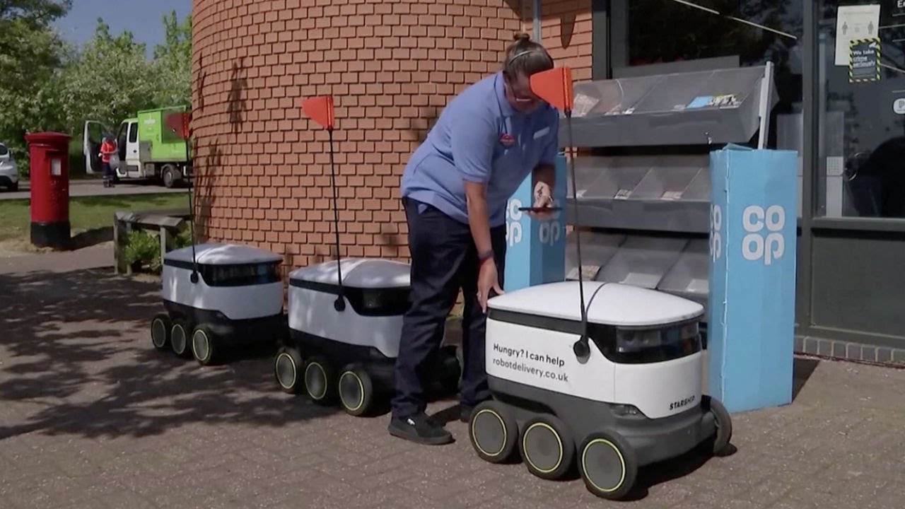 Robots on wheels deliver food to NHS workers for free in Milton Keynes
