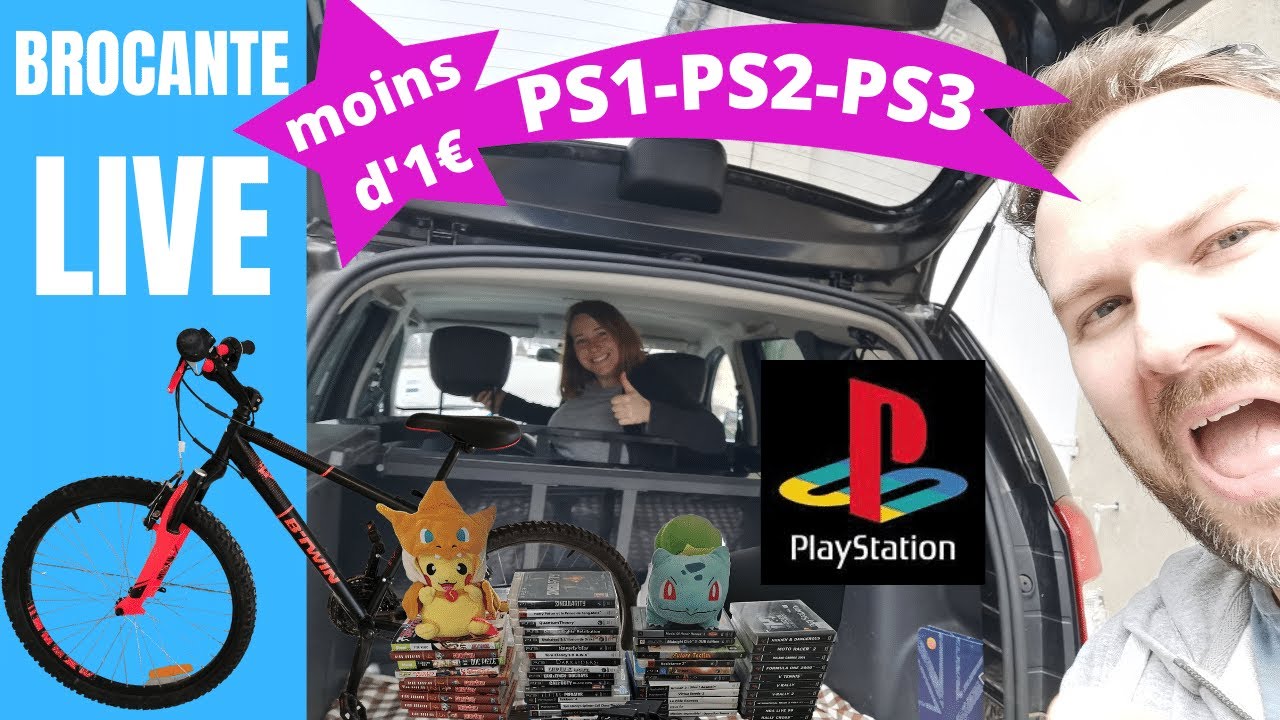 jeux à moins de 1 euro ENCORE DES PRIX DE FOU 😱 vide grenier brocante LIVE ps1 ps2 ps3 manga pokemon