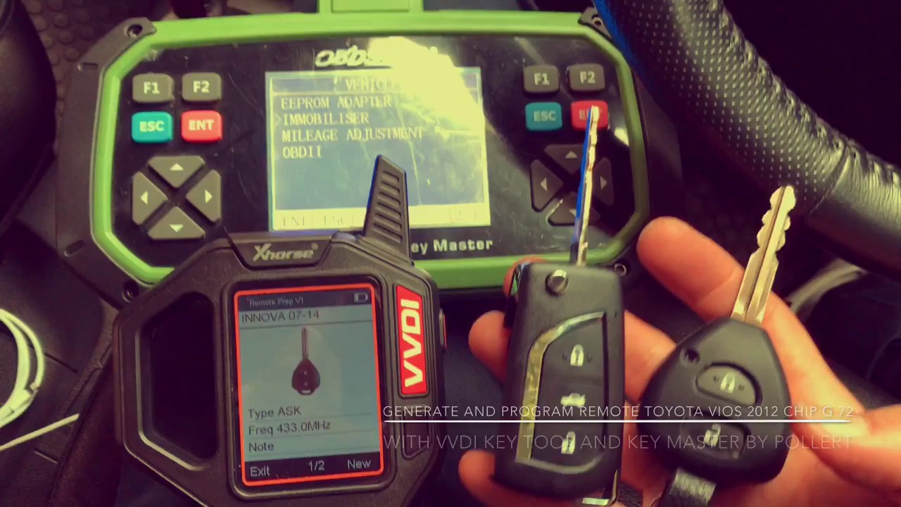 Toyota Vios 2012 generate remote with vvdi key tool and program chip by Key master