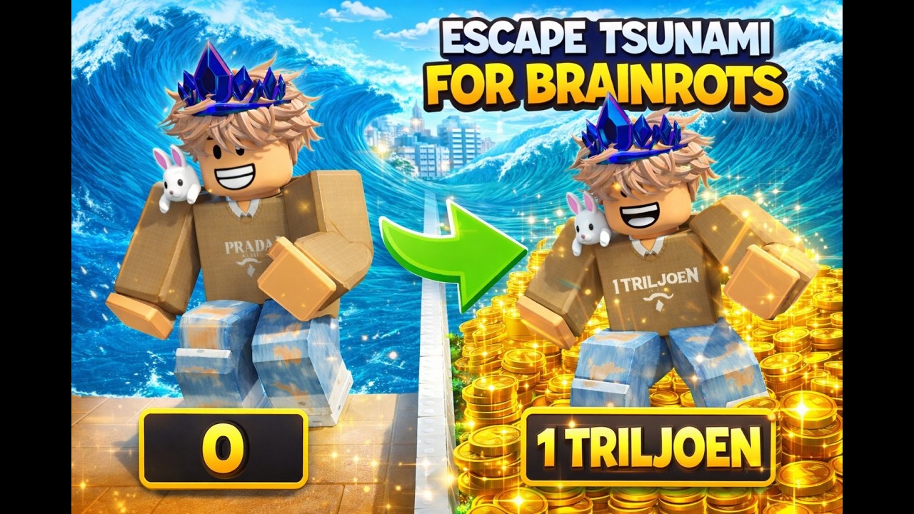 Ik Ging Van 0 Tot 1 TRILJOEN Euro Op Een Noob Account in Escape Tsunami For Brainrots! (Roblox)