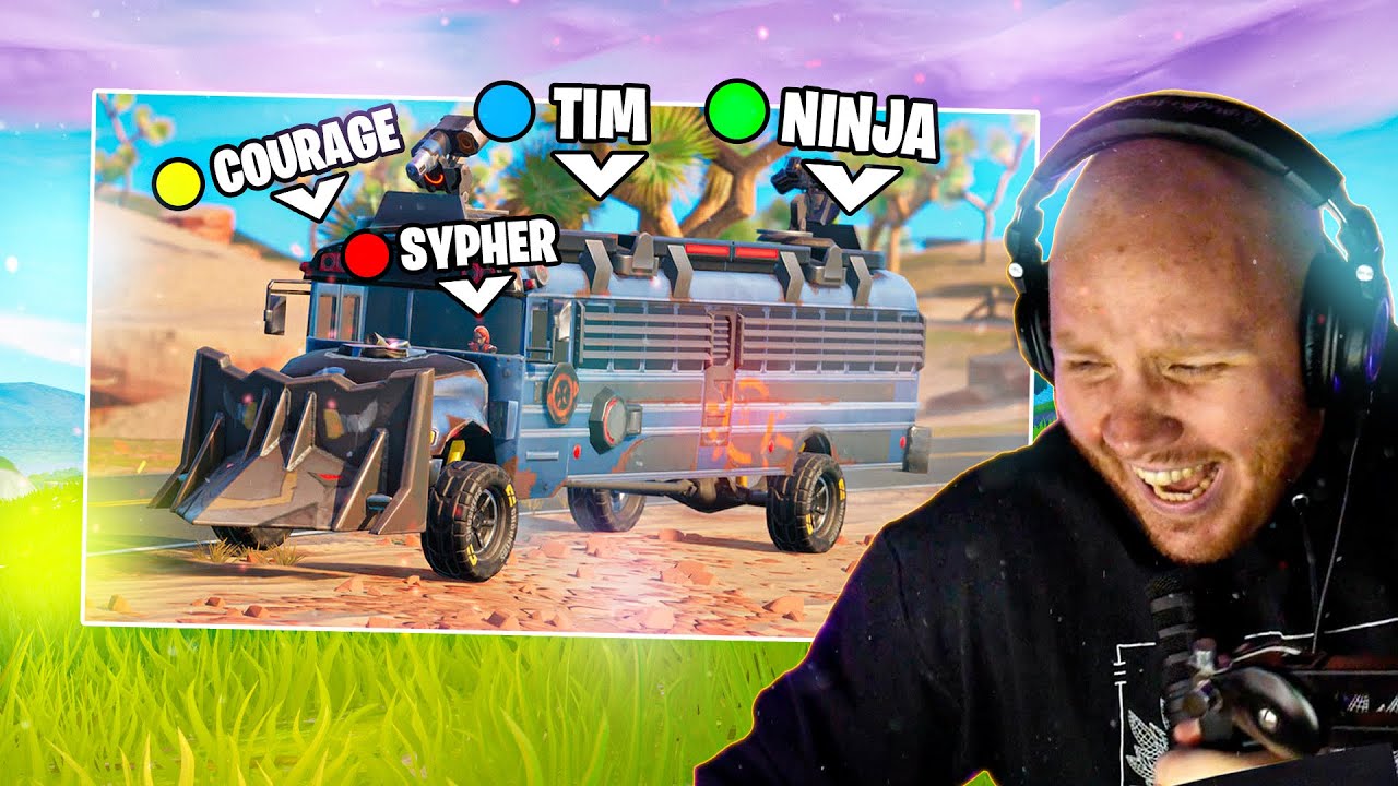 THE WHOLE TEAM PLAYING IN THE BATTLE BUS ON FORTNITE IS INSANE! (OP)