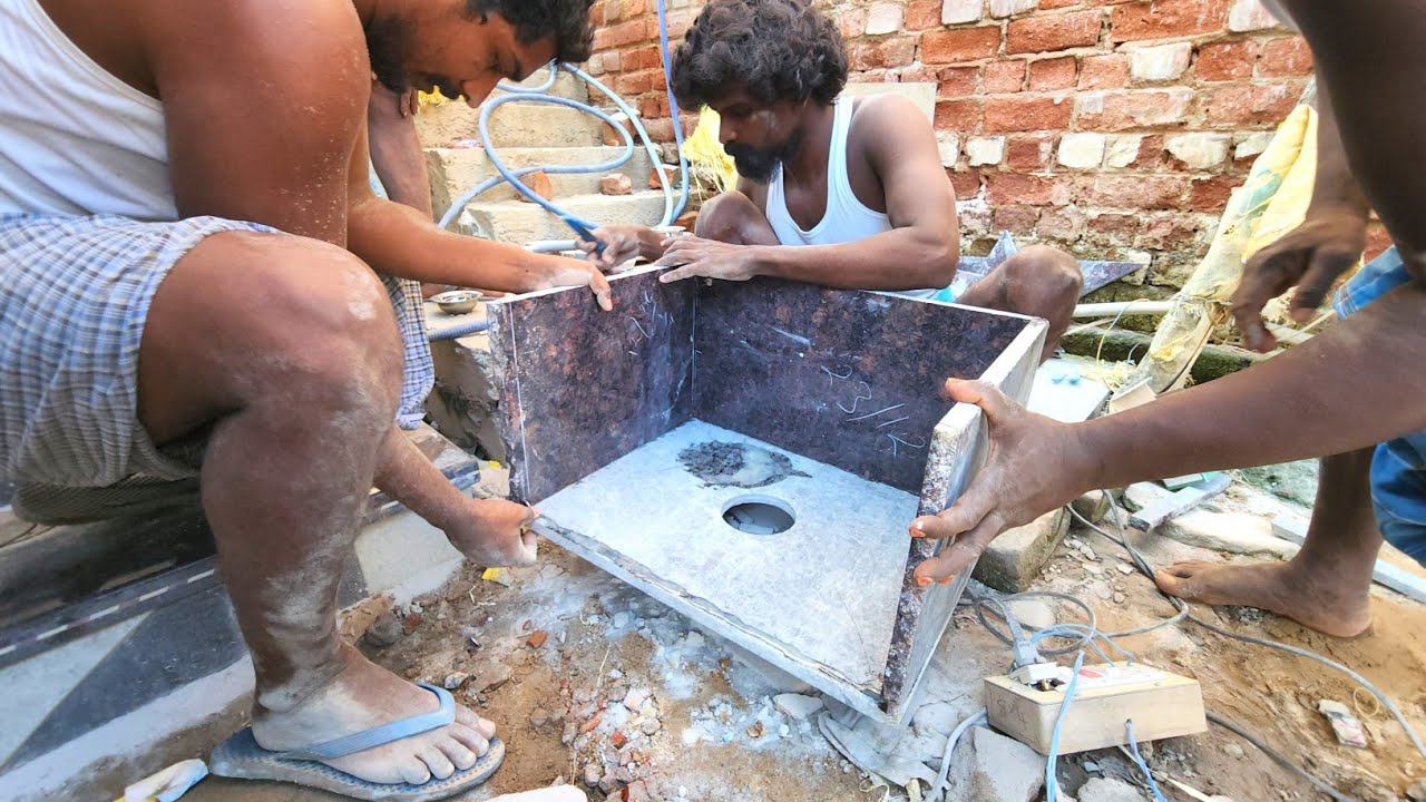 WoW Impressive Granite Sink!-How to make a granite Sink Accurately Easy and fastest work