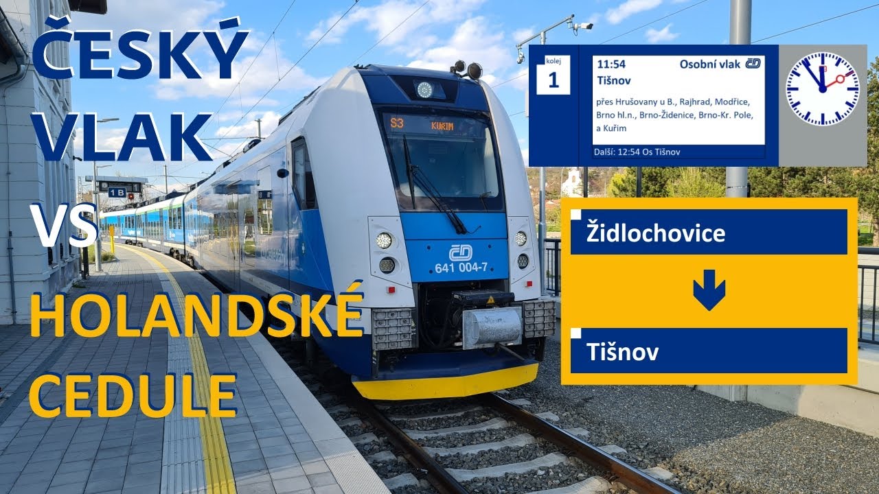 Pokus: český vlak vs holandské cedule (Židle - Tišnov)