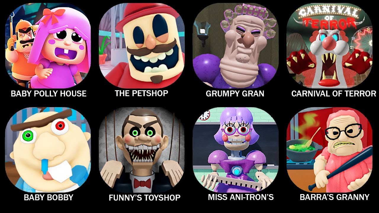 ROBLOX:BABY POLLY HOUSE ESCAPE! (OBBY),ESCAPE THE PETSHOP! (FIRST PERSON OBBY),GRUMPY GRAN!..#roblox