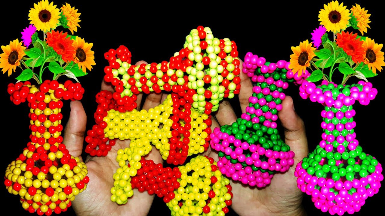 How to Make Beaded Flower Vase (PART-2): DIY Crystal Beads Flower Pot Tutorial