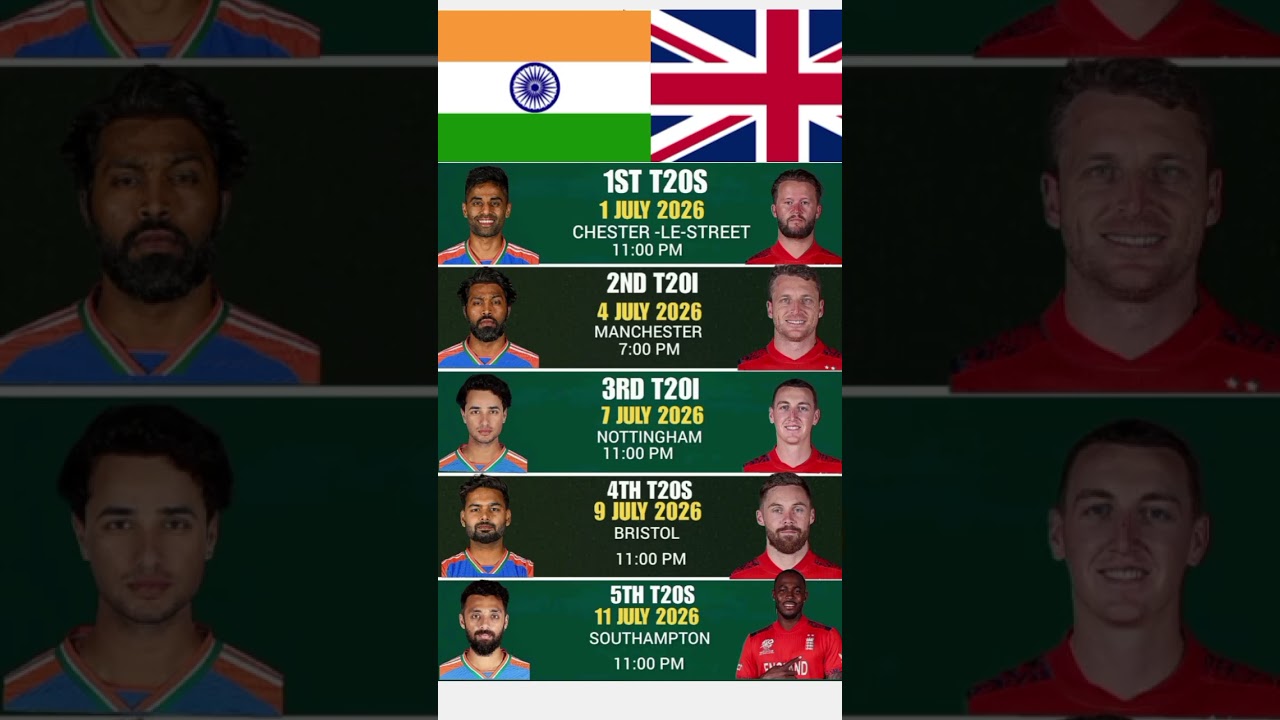 india tour of england T20 series schedule announced 🚨🛑 #india#indvsengschedule #indvseng#asiacup2025