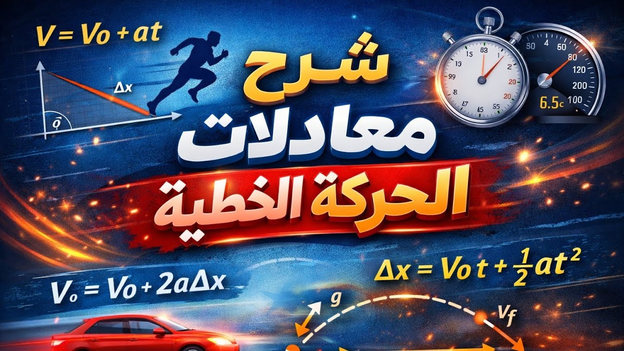 الاول مهني/ شرح معادلات الحركة الخطية من الصفر مع أمثلة محلولة /الطبيعيات 