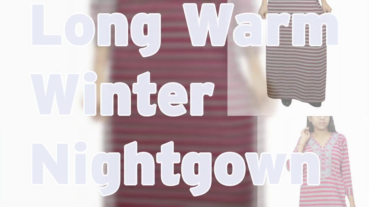 Beautiful Print Women Long Warm Winter Nightgown