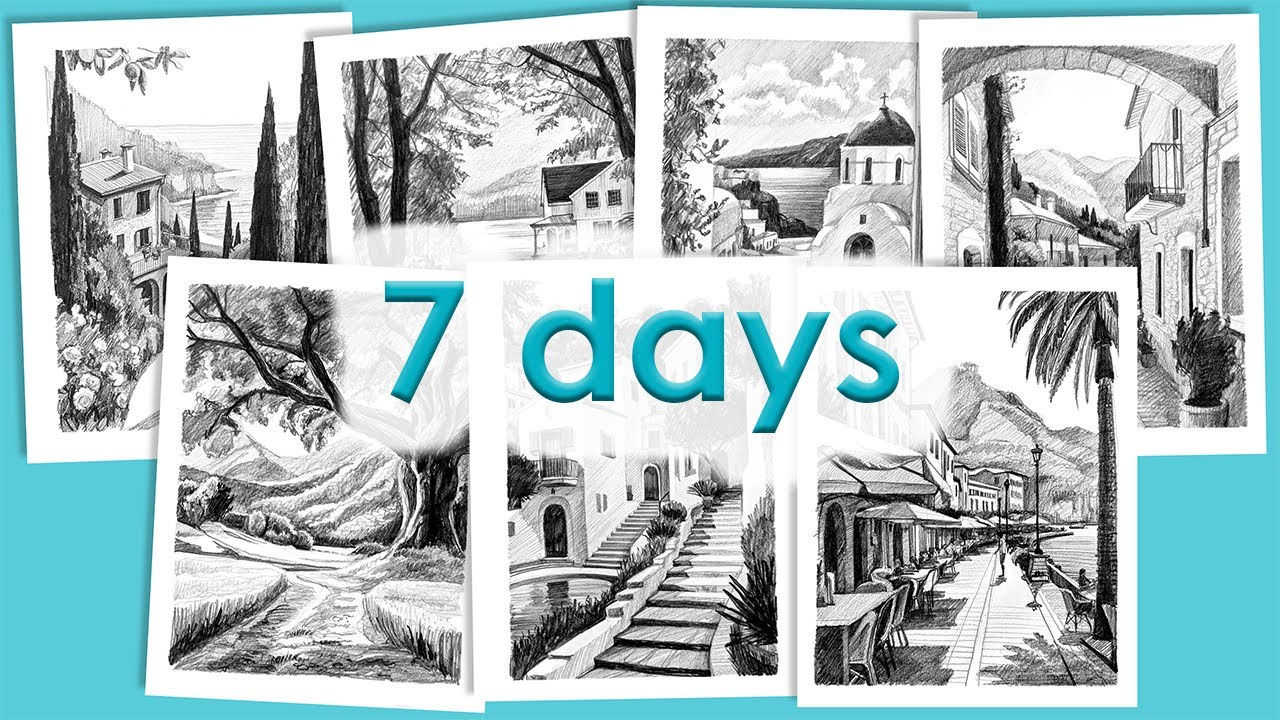 7-Day Drawing Challenge | 1-Hour Pencil Landscapes ✏️🌄