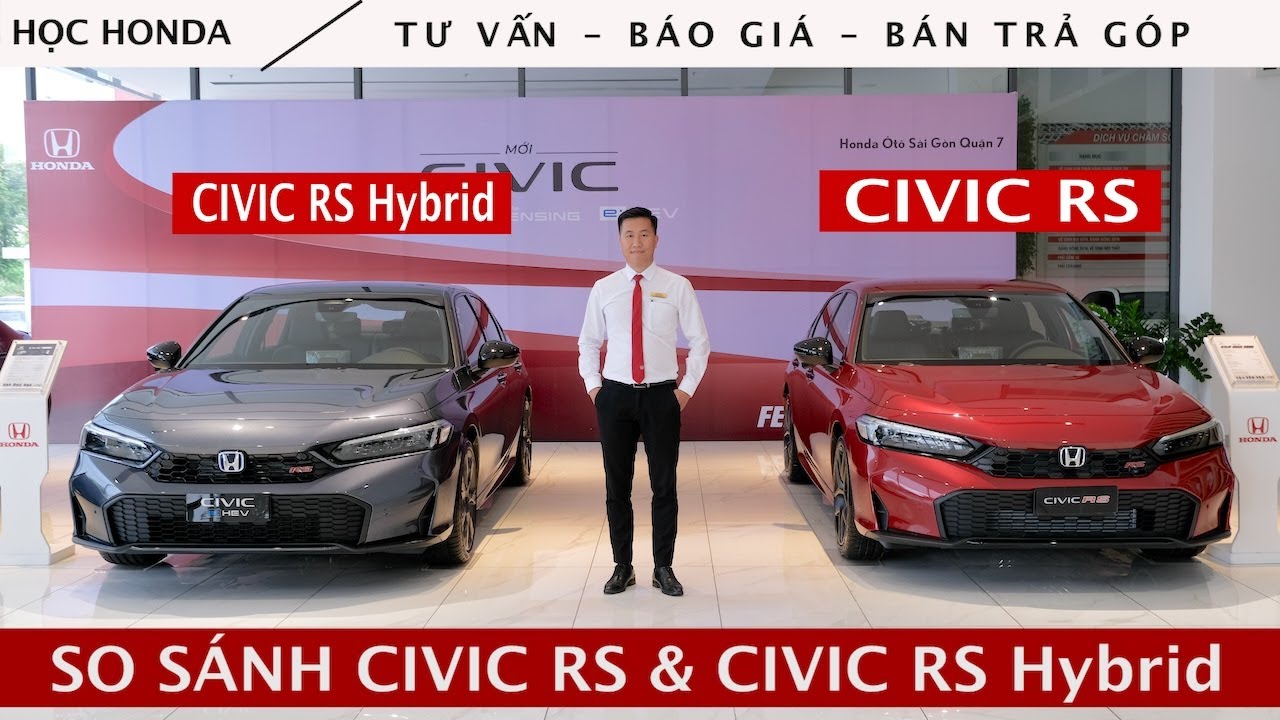 So sánh Honda Civic RS và Civic RS Hybrid 2025 | Nên chọn Civic RS Xăng hay RS Điện | Học Honda