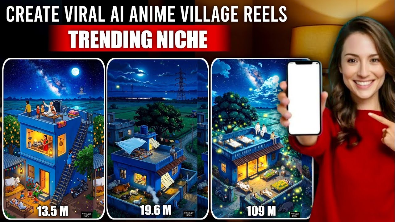Create Viral AI Anime Village Reels 🌙 | Trending AI Niche 2026 | Ai Video Kaise Banaye 