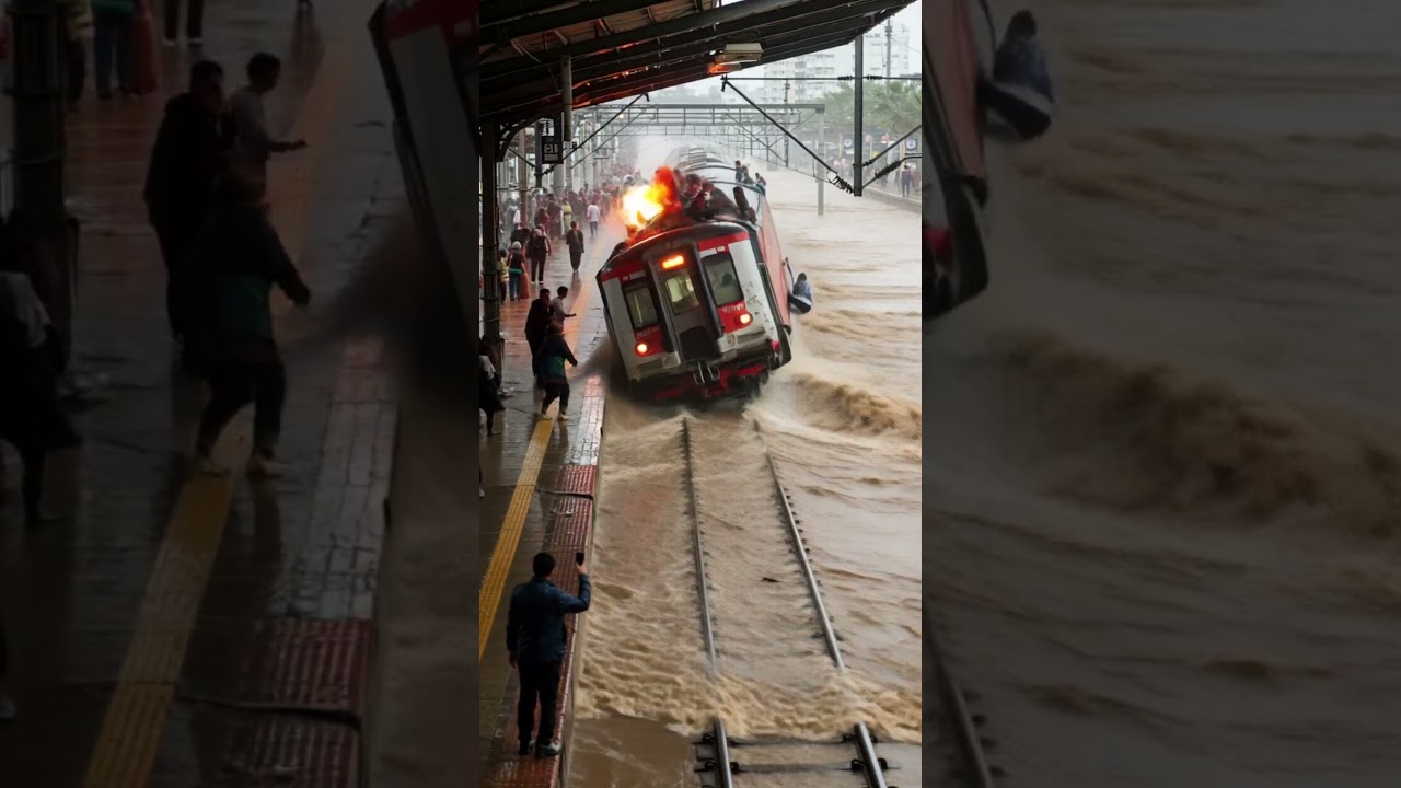 Detik Detik Stasiun Kereta Terendam Banjir, Peron dan Rel Tergenang Air!