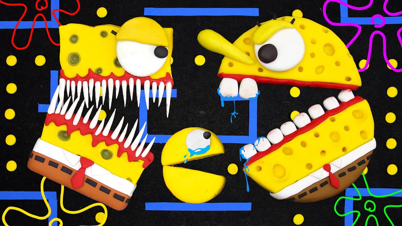 Pacman Stop Motion - spongebob monster vs pacman spongebob - Epic Battle