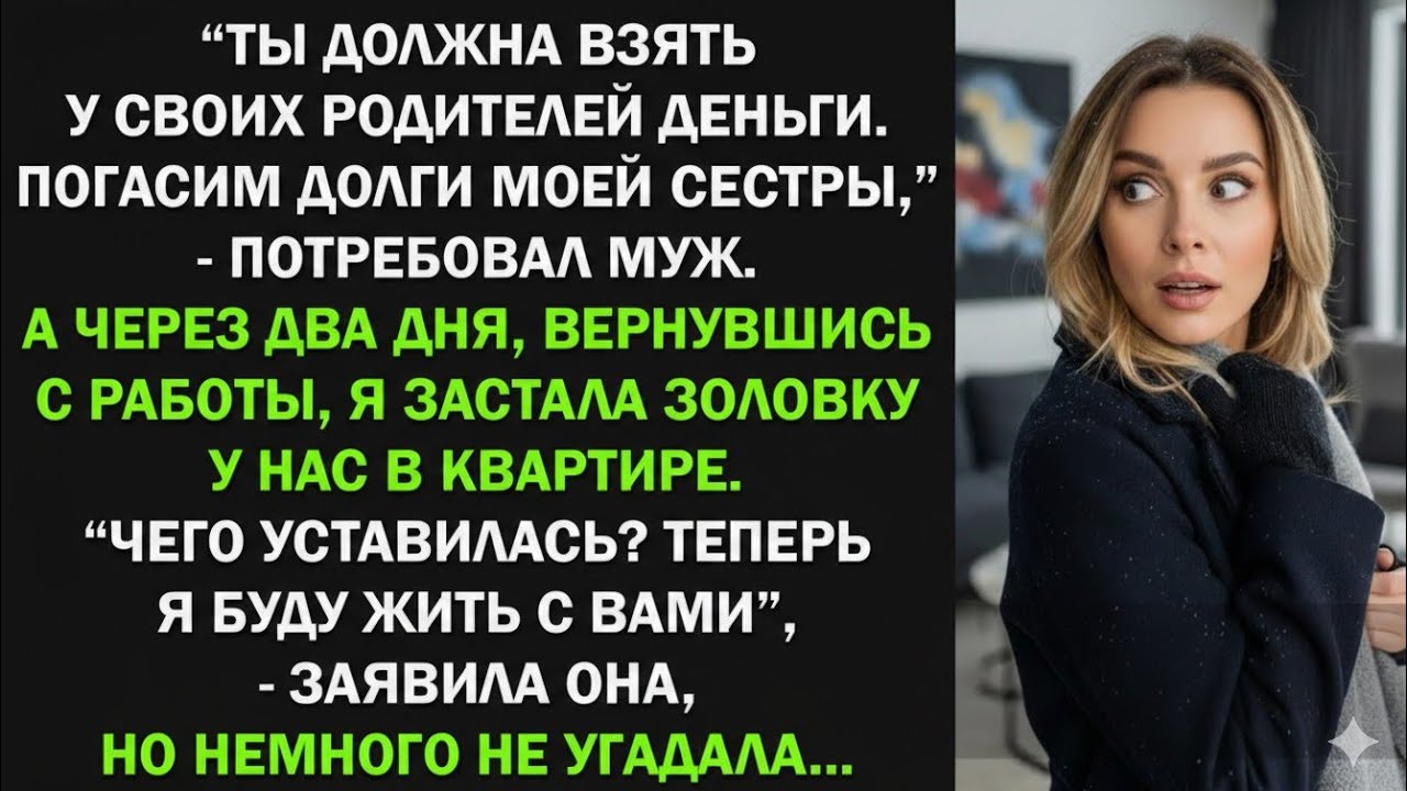 Ты должна взять у своих родителей деньги. Погасим долги моей сестры, - потребовал муж