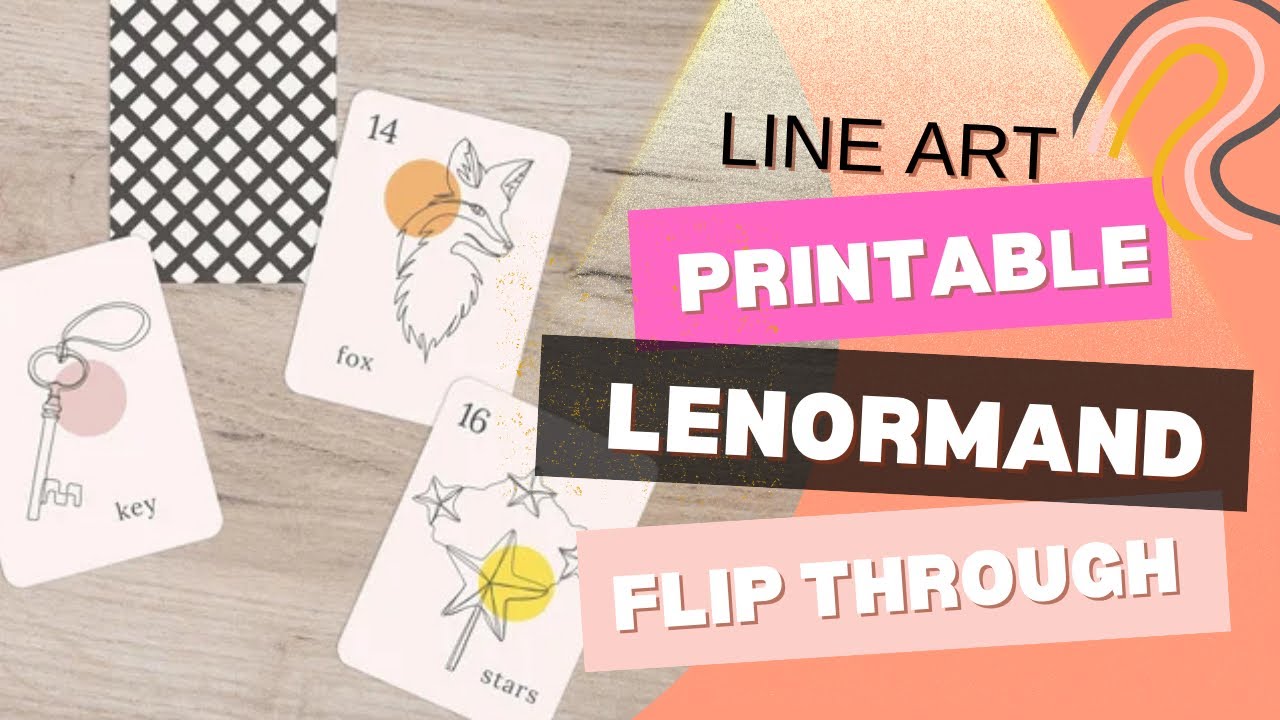 Lenormand Flip Through Printable Line Art Cards Tarot