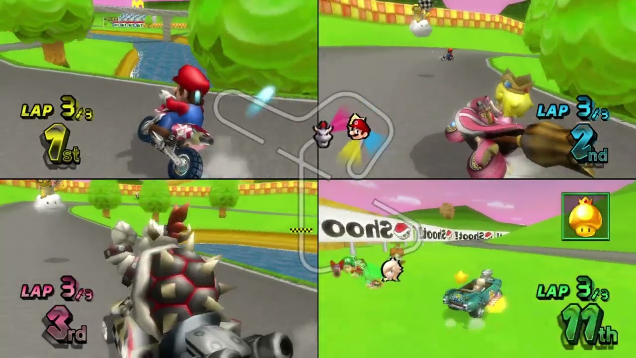 Mario Kart Wii Custom Tracks (Wiimms) ✦ 4 Players #674 (3 Tracks) Mirror