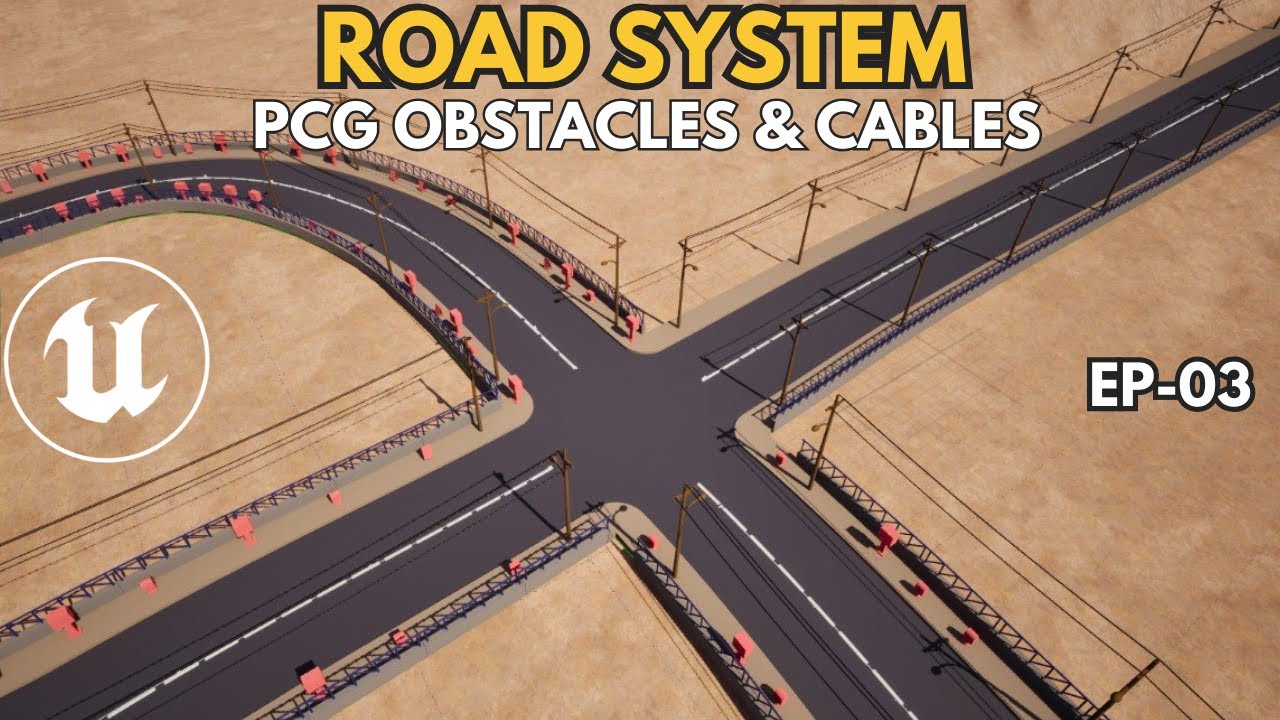 Sistema de carreteras con Landscape Splines y PCG en Unreal Engine 5.7 | EP 03 Cables y obstáculos.
