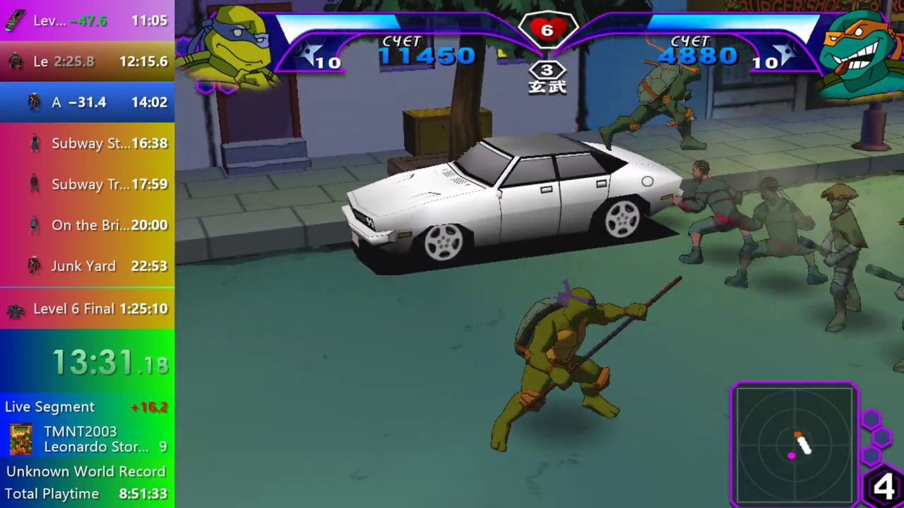 TMNT 2003 (PC). Speedrun Co-op Story Mode any% [