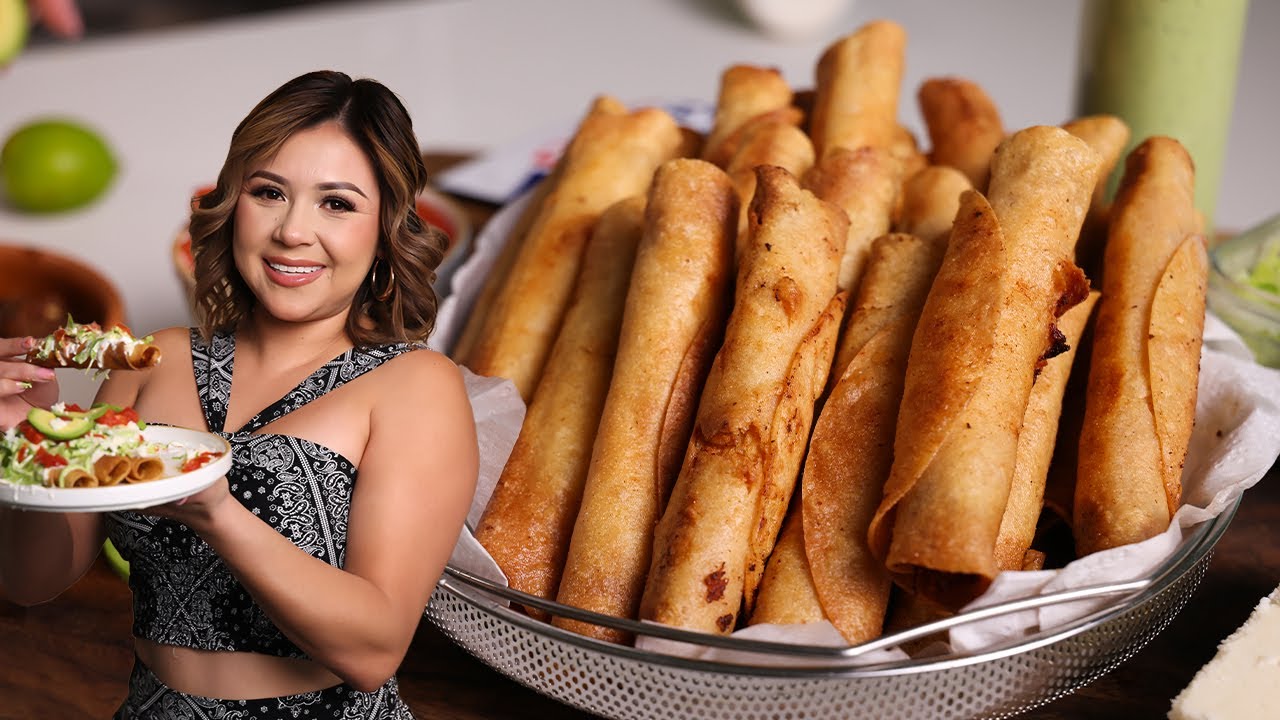 How To Make the BEST Crispy CHICKEN ROLLED TAQUITOS At Home | Taquitos Dorados de Pollo