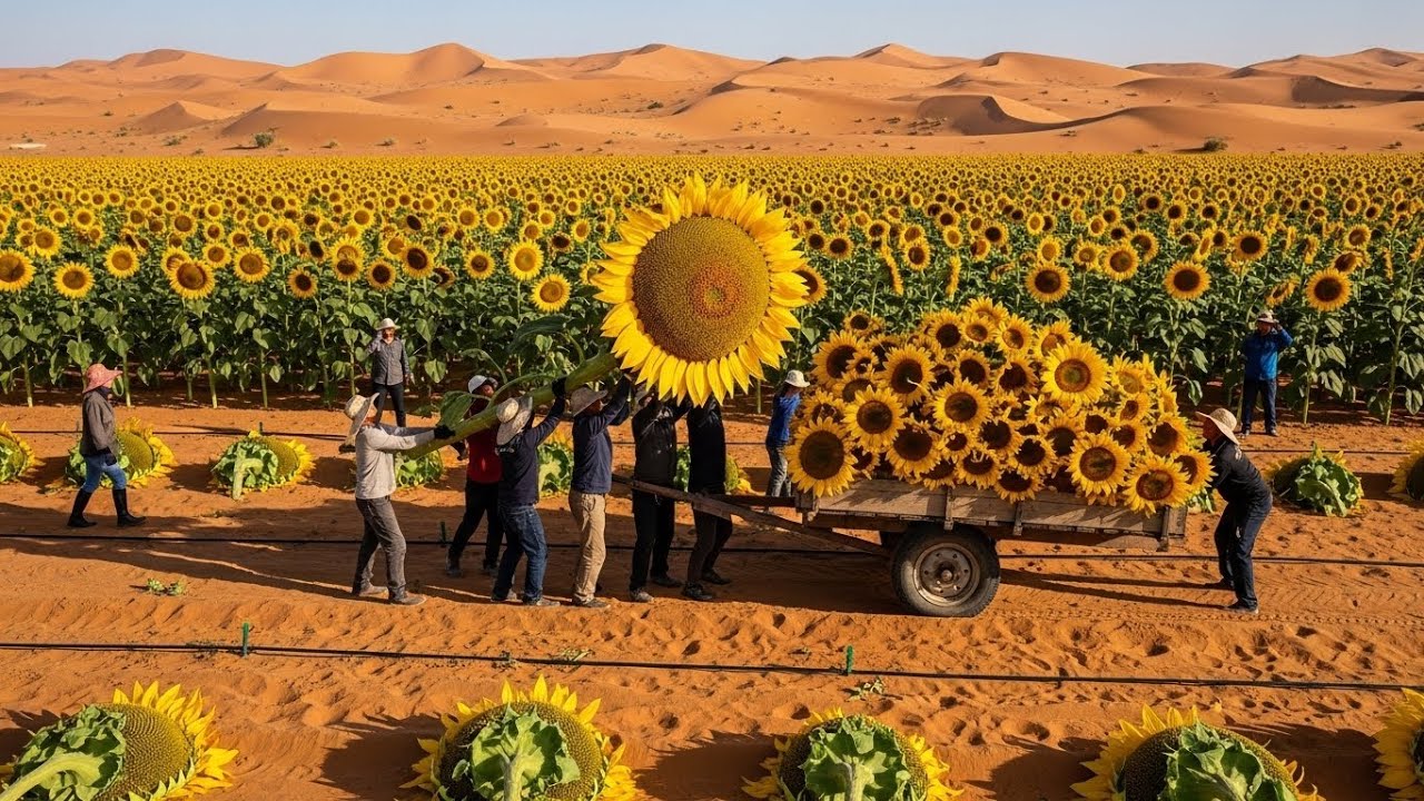 Harvesting The Endless Fields of Sunflowers – The Most Satisfying Agriculture Machines